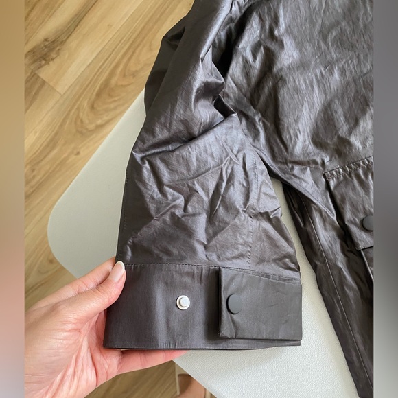 Zara Long Brown Burgundy Light Jacket High collar Drawstring Hood size XS-S NWT - Picture 16 of 16